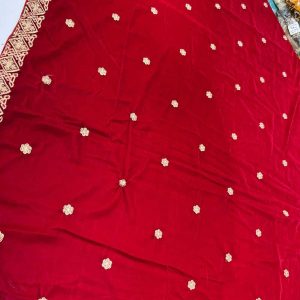 VLT-03 – Red – Embroidered Velvet Shawl