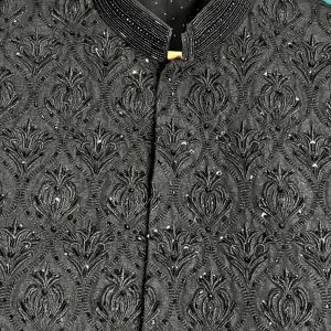 UB-001 Embroidered Black Mens Sherwani