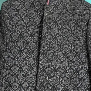 UB-003 Embroidered Black Mens Sherwani