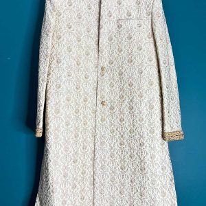 UB-005 Embroidered Light Gold Mens Sherwani