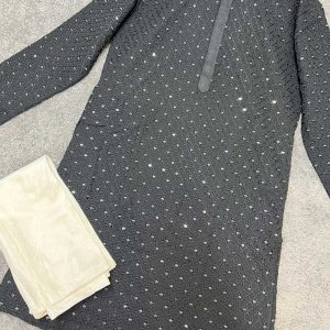 Black Mens Kurta Pajama Set