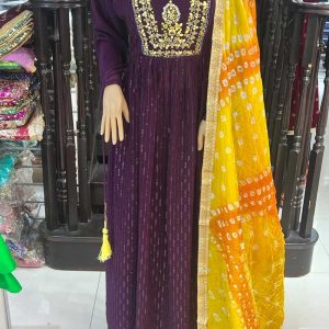 Purple Readymade Georgette Suit