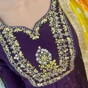 Purple Readymade Georgette Suit