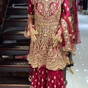 Maroon Readymade Net Suit
