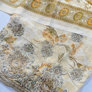 Gold Unstitched Crepe Suit