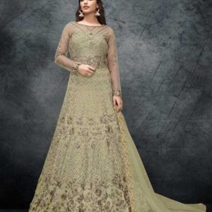 Green Unstitched Inspired Fancy Gown