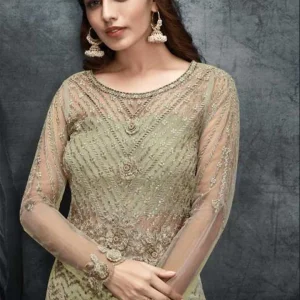 Green Unstitched Inspired Fancy Gown