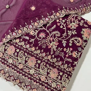 Plum Unstitched Georgette Suit
