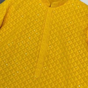 Yellow Mens Kurta Pajama Set